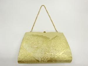 リサイクル　襷に草花・古典柄模様織出し和装バッグ